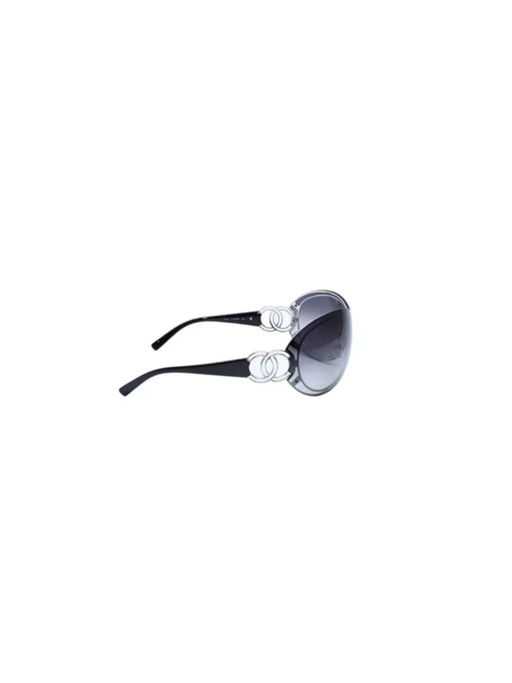 Chanel Shield Sunglasses Eyewear 125 CC Logo Black Silver